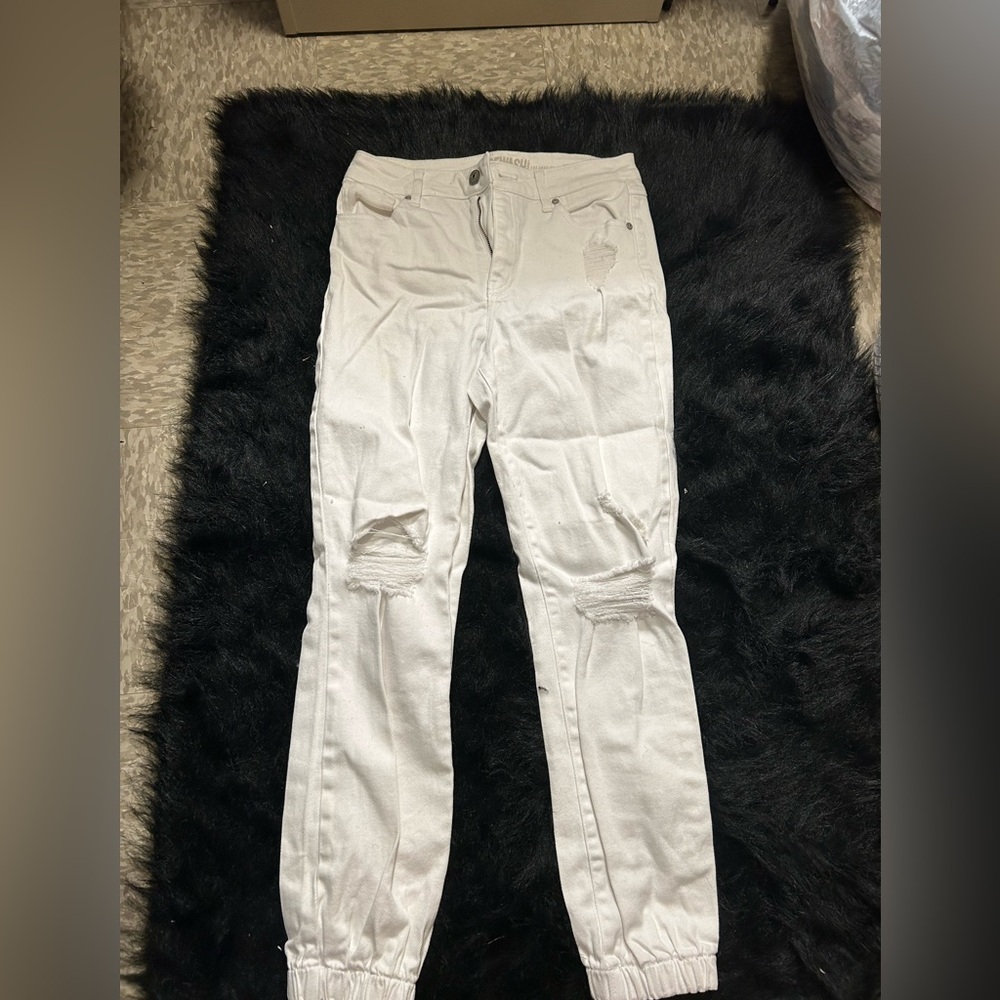Rewash Straight Leg Pants in Cream